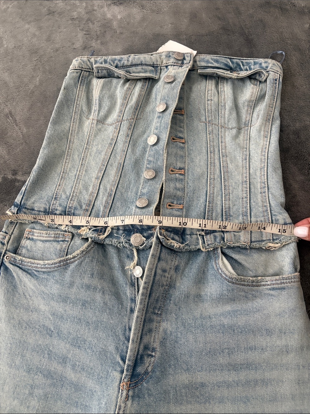 Zara Light Blue Strapless Wide-Leg Denim Jumpsuit - Picture 4 of 4